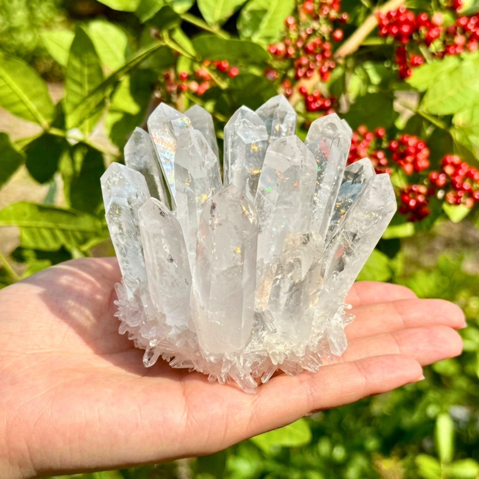 Natural Clear Quartz Cluster Raw Geode Mineral Specimen Spiritual Reiki Yoga Gif