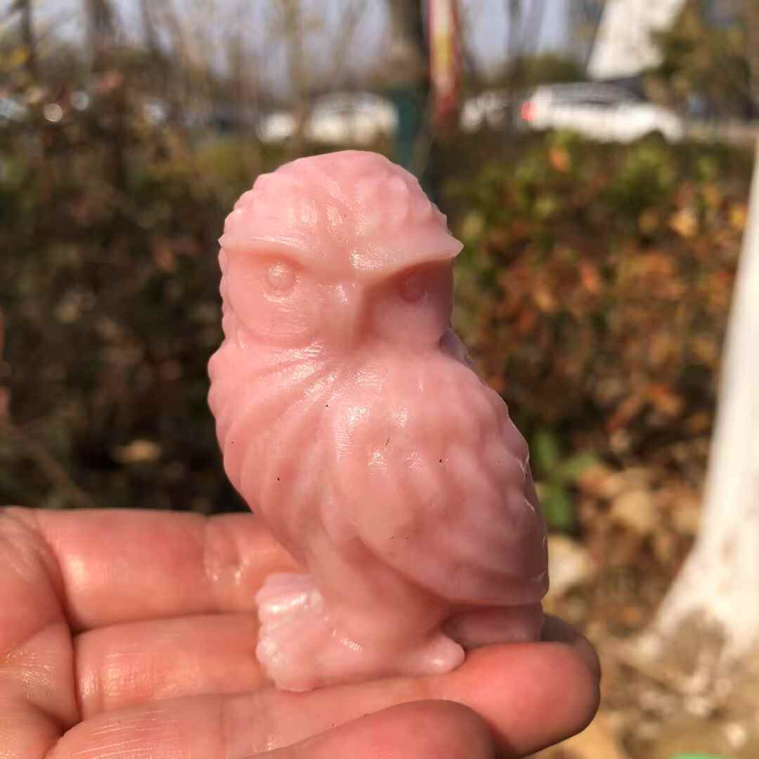 1pc Natural Pink opal Quartz Hand Carved Cat Skull Crystal Reiki Decor Gift