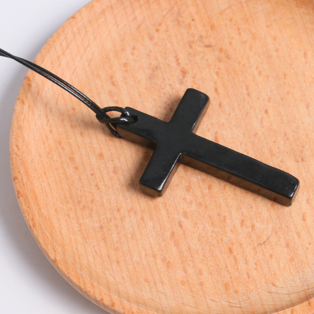 Shungite Stone Christian Cross Pendant Crystal Necklace – EMF Protection Healing