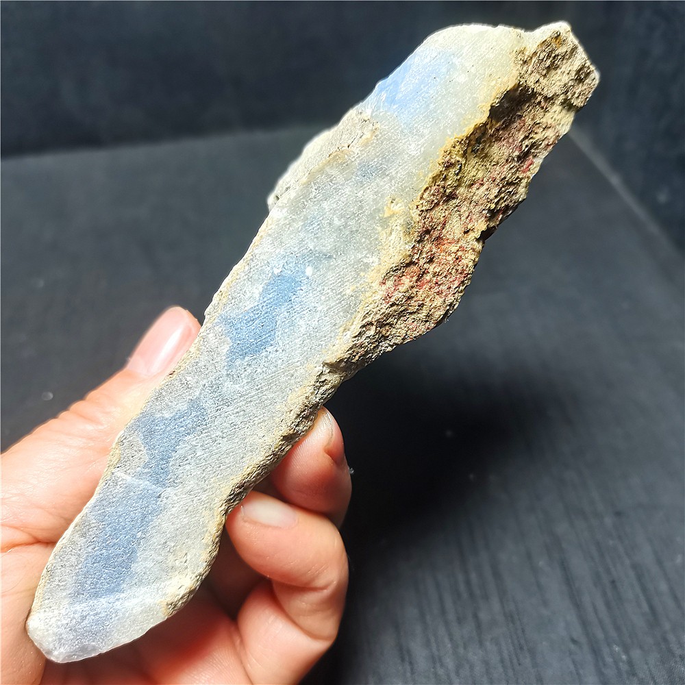 RARE 308.4g Natural Argentine Blue Agate Stone Geode Healing R2197