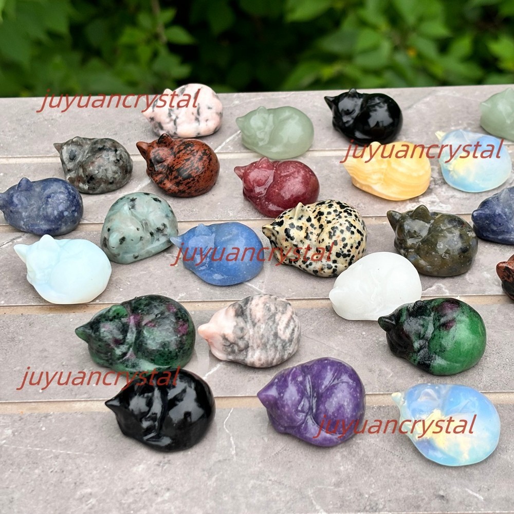100pcs Mix Natural Quartz Sleeping cat Carved Crystal Skull healing Wholesale