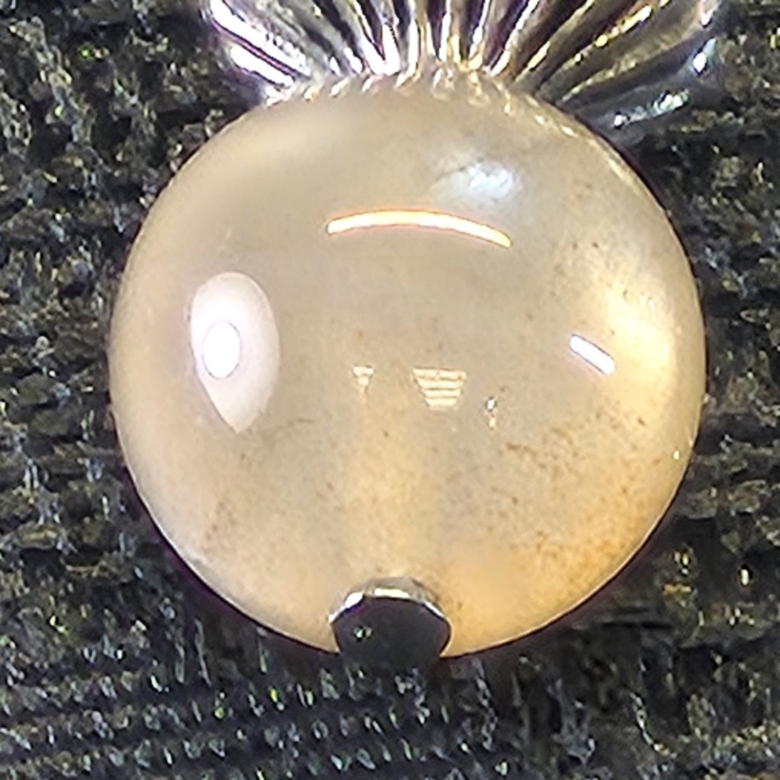 Peach Moonstone Charm Silvertone Lobster Claw Clasp