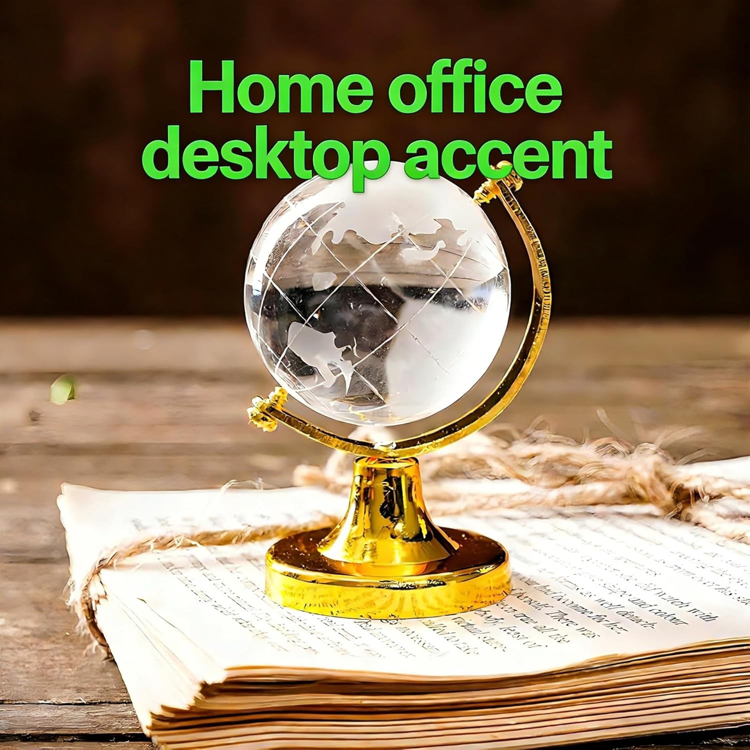 Mini Crystal Sphere Globe, Round Earth World Glass Ball Decorative Crystal Deskt