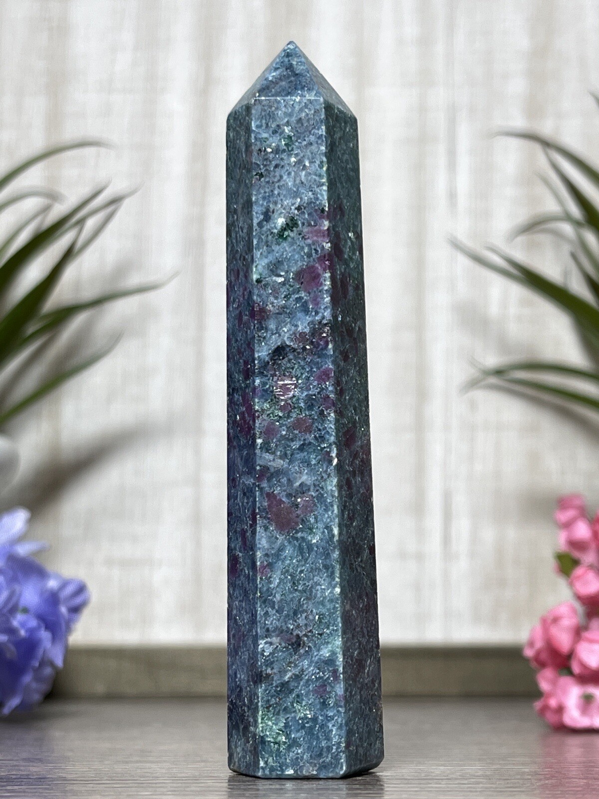 RUBY KYANITE TOWER 💙 Mineral Point UV Blue Pink Chakra Crystal Witch Fuchsite