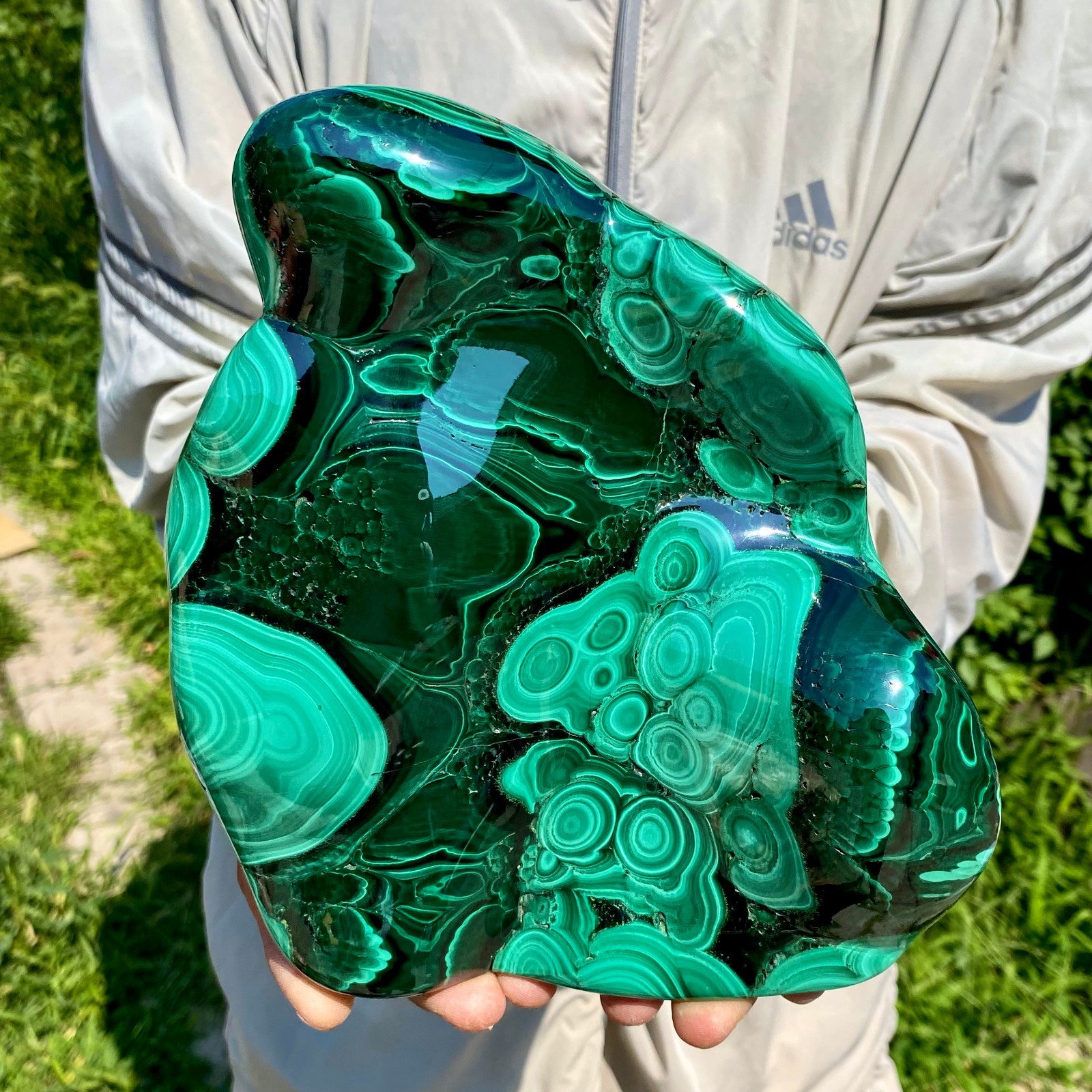 6.17LB Natural glossy Malachite transparent cluster rough mineral sample