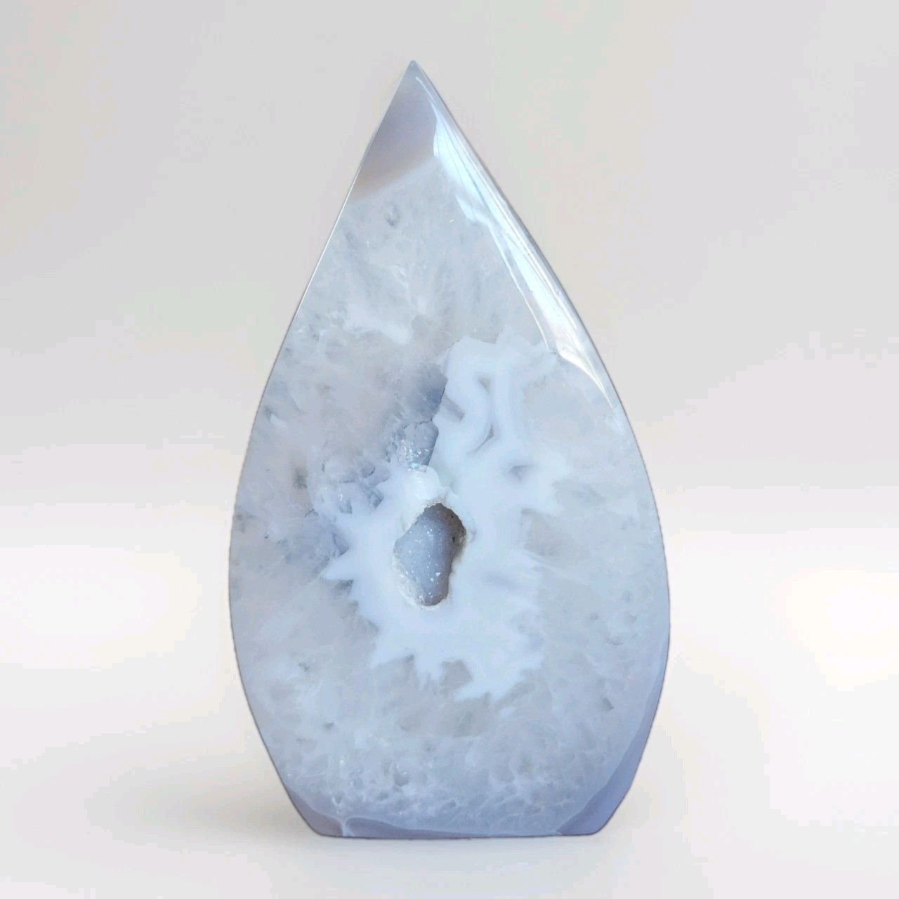 Natural Polished Druzy Gray Agate Freeform Ornament 188g – USA
