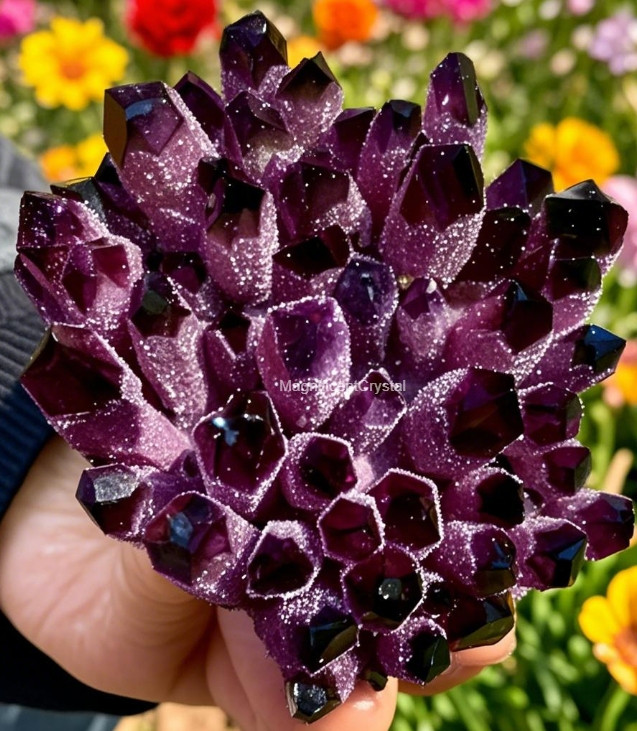 400G+Rare DARK PURPLE Amethyst Quartz Cluster Natural Crystal Geode Home Display