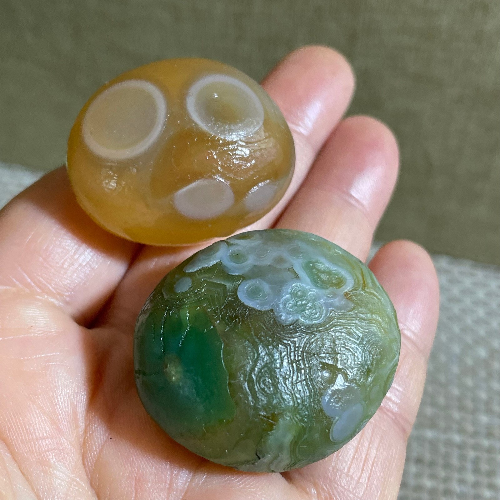 2pcs Bonsai Suiseki- Gobi Agate Eyes Stone-Rare Stunning Viewing 62g