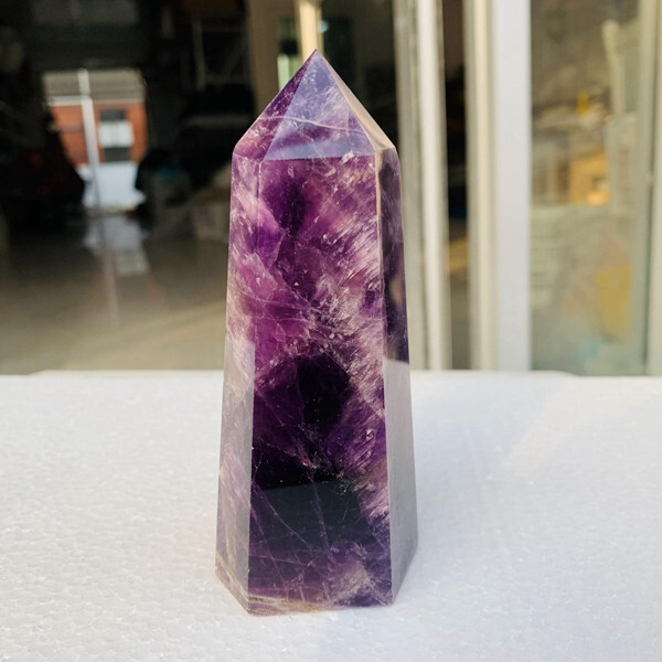 309g Natural Dream amethyst Quartz Crystal wand point oblisk healing