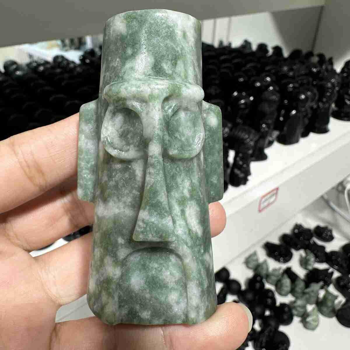 1pc Natural Lushan jade Quartz Hand Carved Crystal Skull Reiki Gem Decor