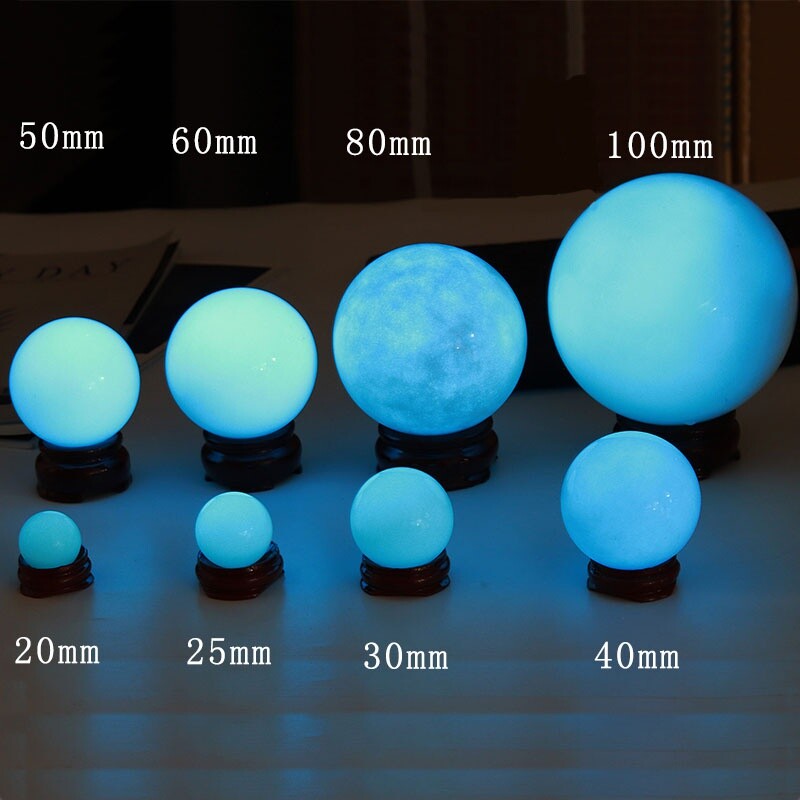 1pc Luminous Stone Green/Blue Glow In The Dark Crystal Sphere Ball 20-70mm