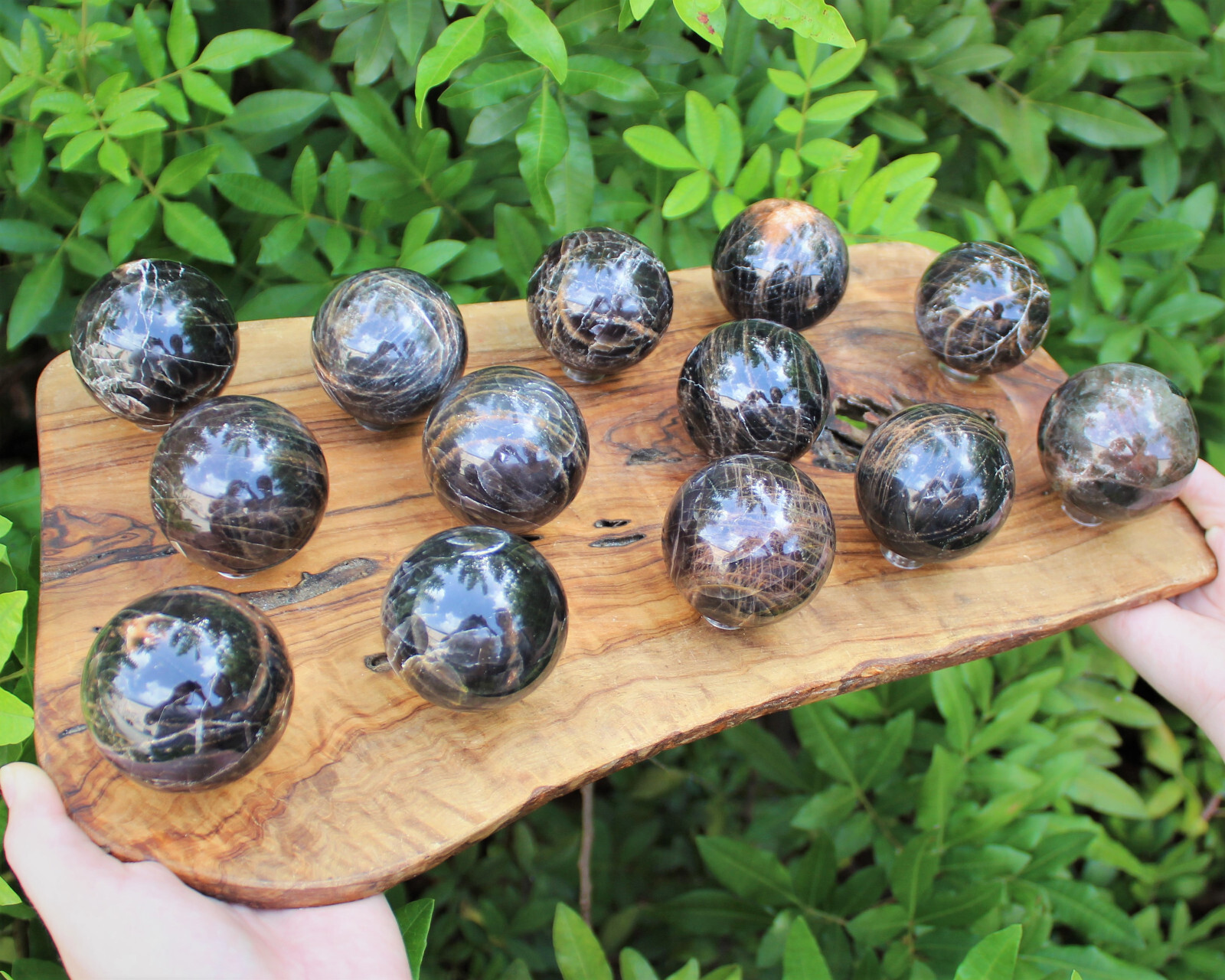 Black Moonstone Crystal Sphere LARGE 2″ Sphere + Stand (Black Moonstone Sphere)