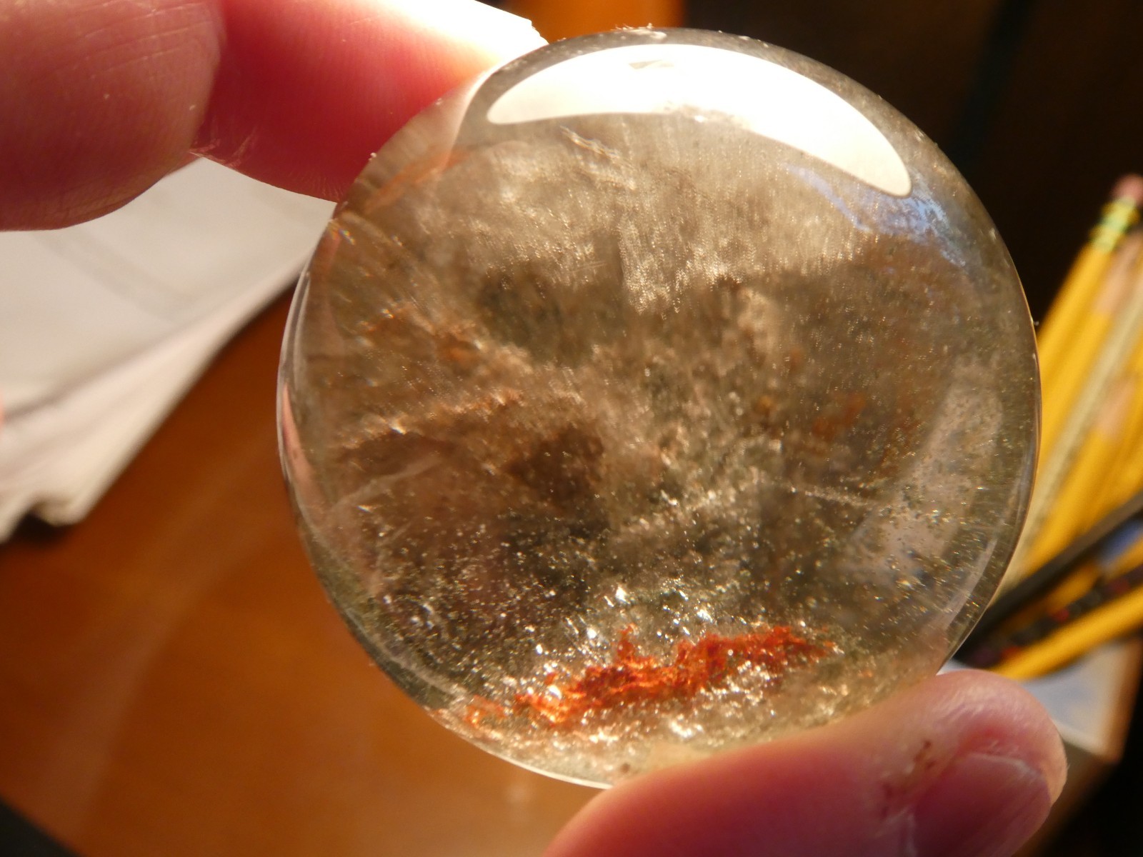 RARE GARDEN QUARTZ MOUNTAIN SCENE LODOLITE CRYSTAL SHAMAN DREAM SPHERE 45 MM DIA