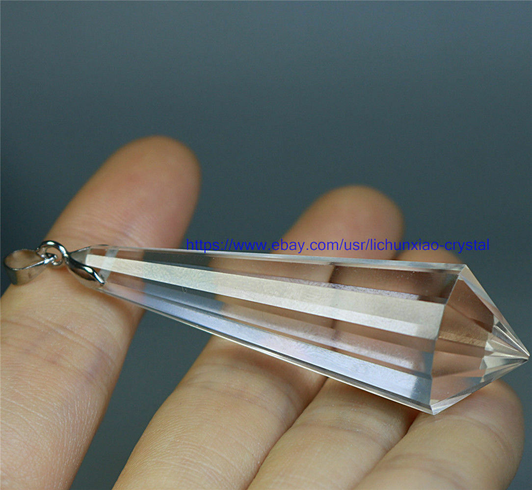 5pcs 12 sided VOGEL Style Natural Clear Quartz Crystal DT Wand POINT Pendant
