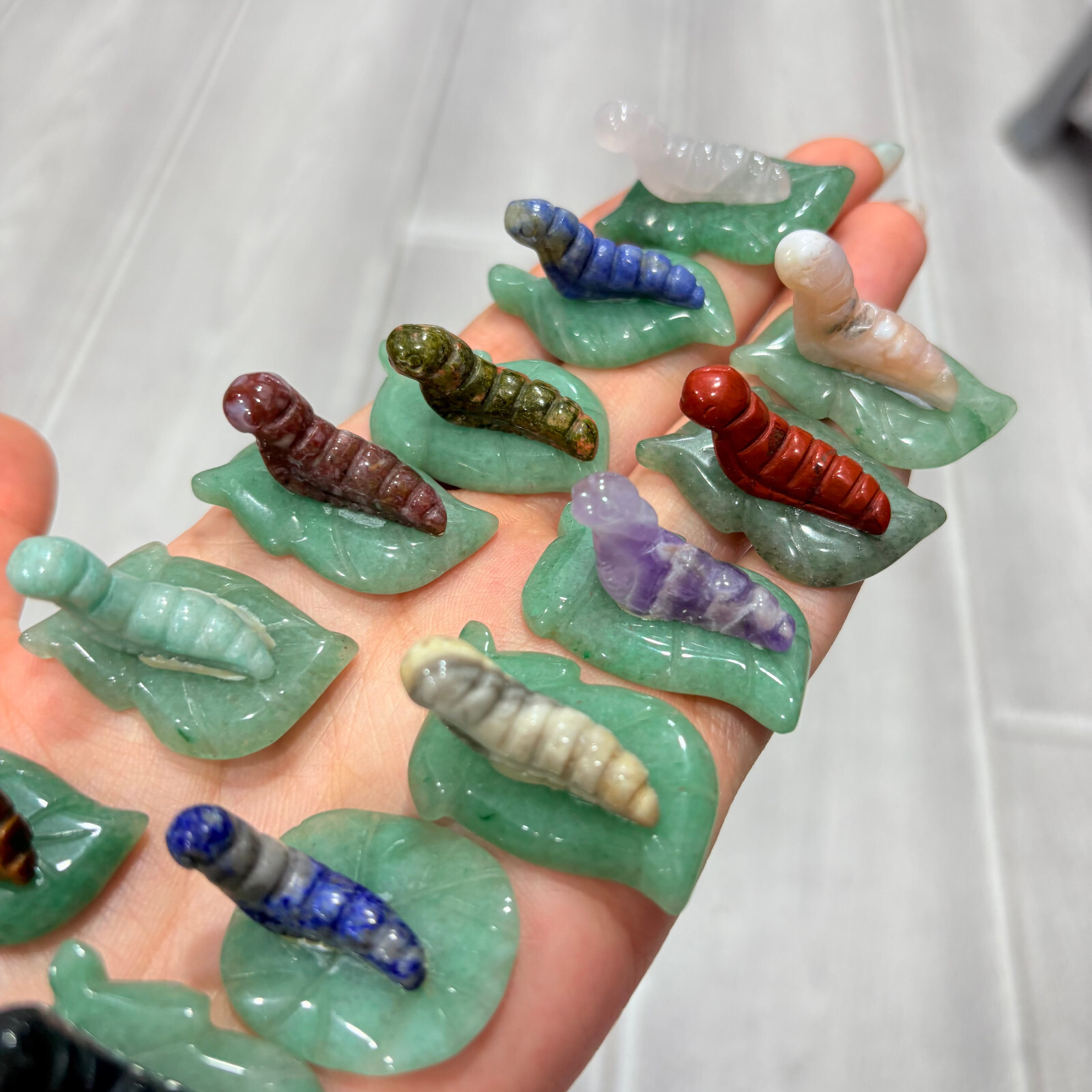 5pc Natural mix Quartz hand Carved Mini caterpillar crystal random delivery