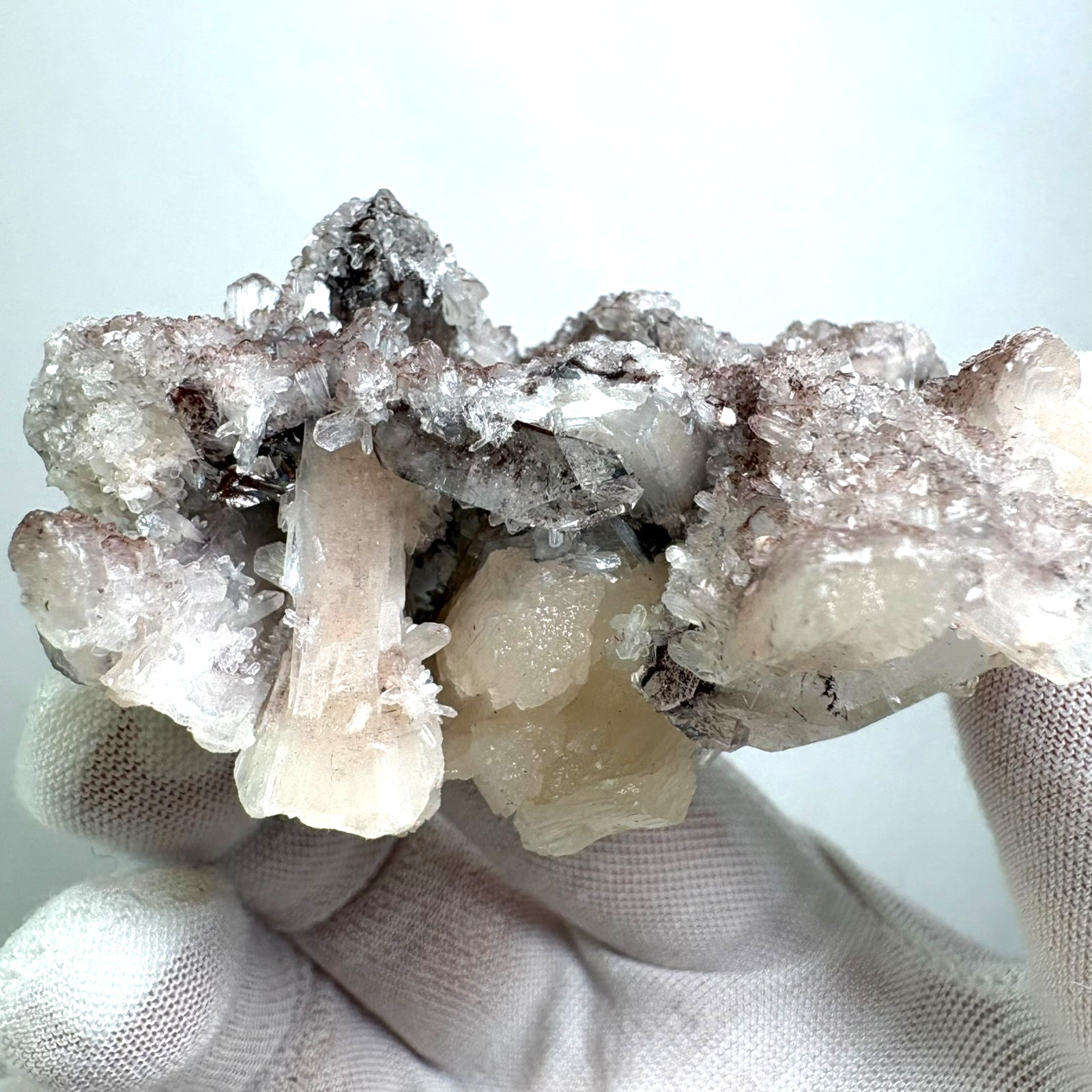 Natural Multiple Growth Mineral Cluster Apophyllite Stilbite Rare Specimen