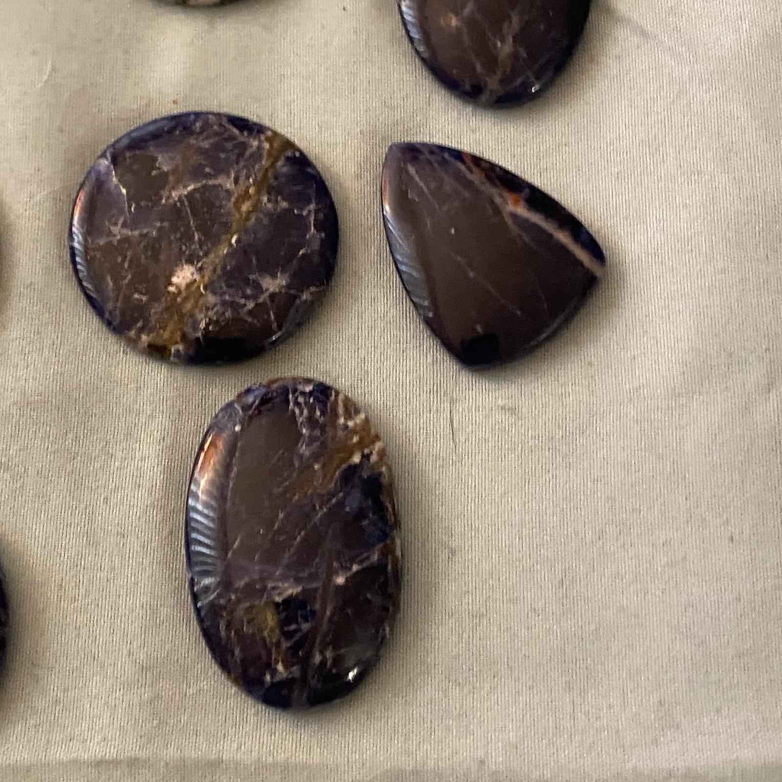 Lot Of 10 Crystal Stones Sodalite & Rhodonite Round Oval Oblong 1” To 1.5” Sizes