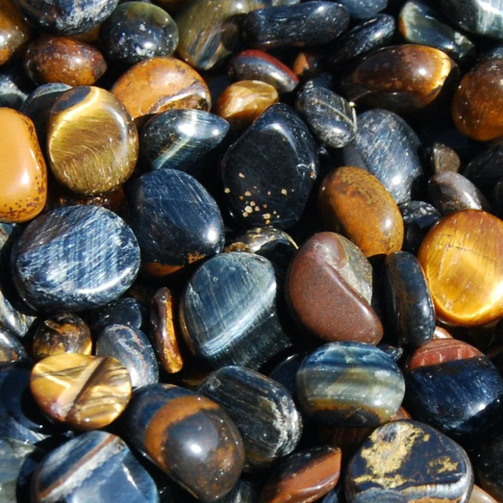 30-40pc Blue Tiger Eye Crystal Tumbled Stones, XS Flashy Crystals
