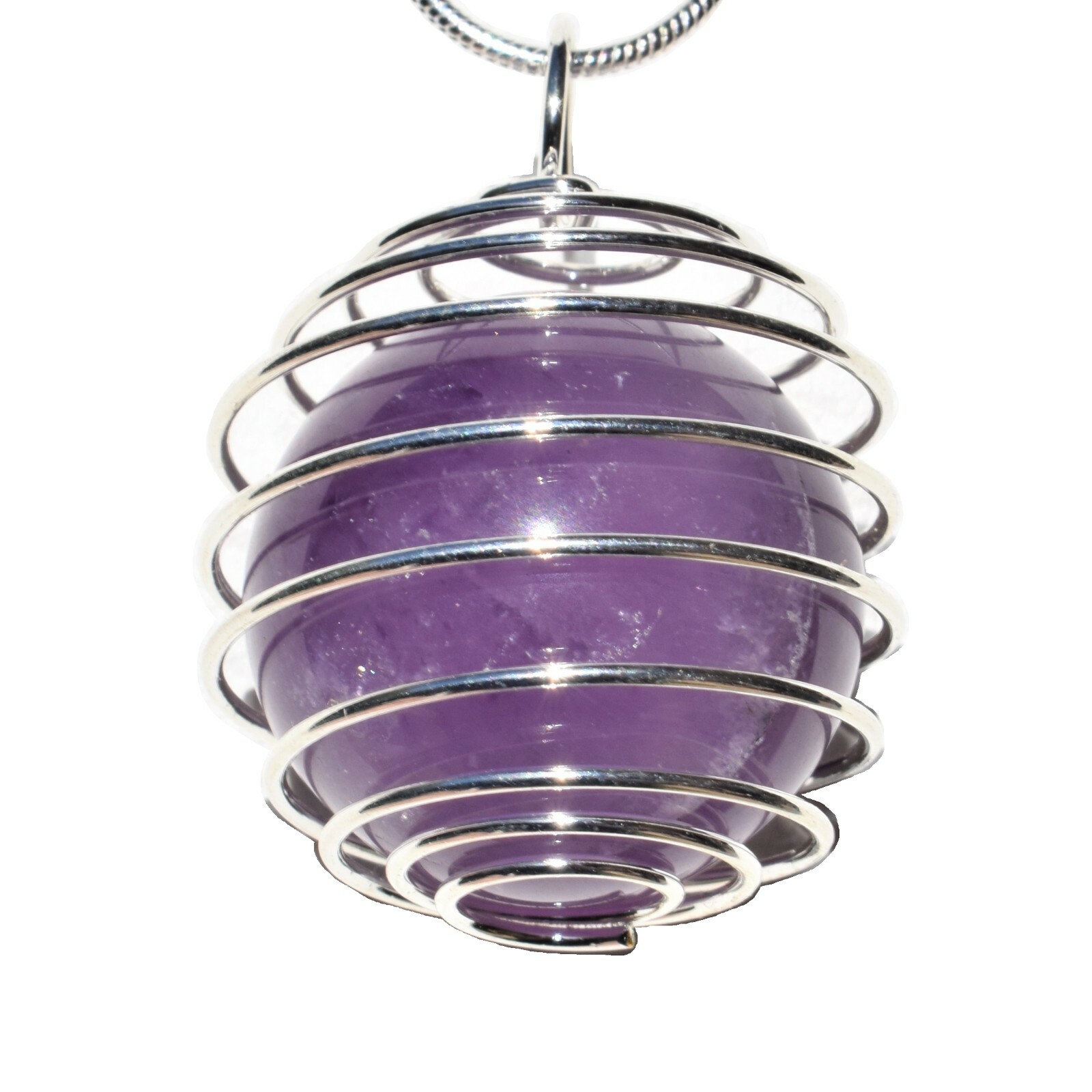 CUTE Baby Tibetan Amethyst Sphere Perfect Pendant™ + 20″ Stainless Steel Chain