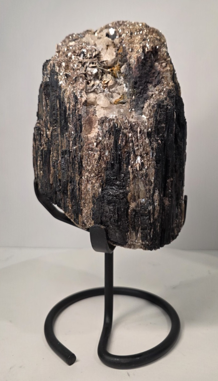 9LB 10″ Large Black Tourmaline Chunk / Rod / Log, Natural Rough Free Stand