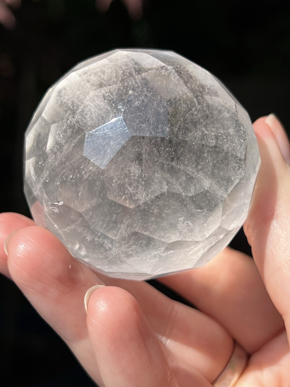 Clear Quartz Hand Faceted Large Crystal Ball AAA+ 50mm Diameter Standing R41/12