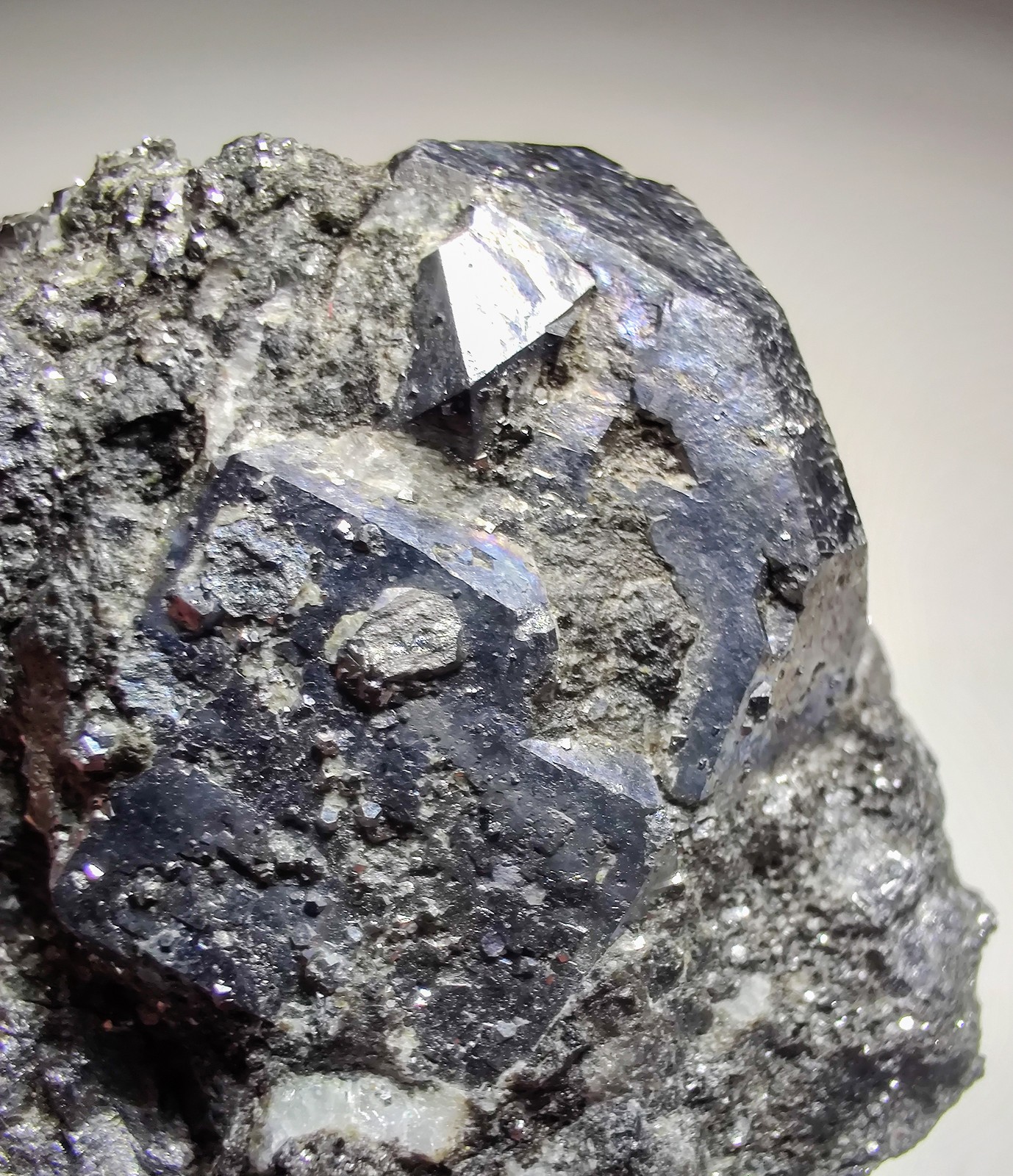 Skutterudite crystals with Calcite, etc. Bou Azzer Mine, Morocco. 179 grams.