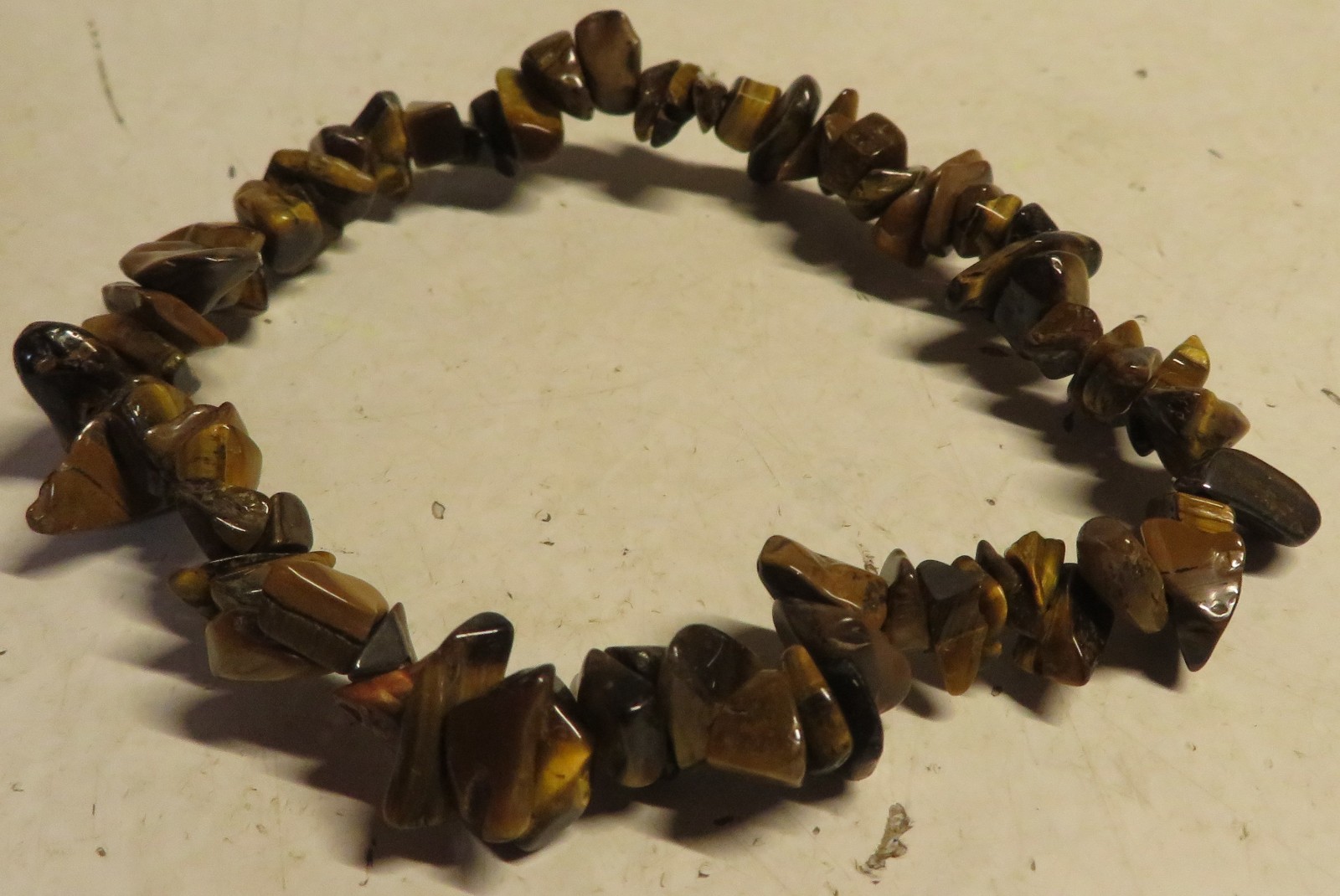 Vintage NATURAL TIGER EYE STONE GEMSTONE STRETCHY CHIP BRACELET Fashion JewelryA