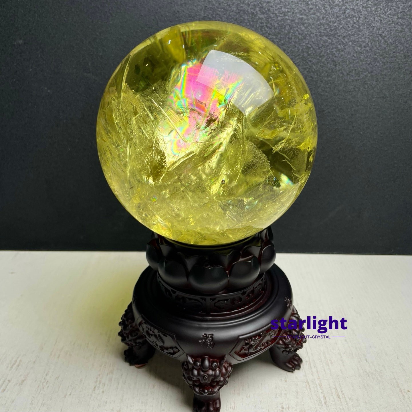 10LB Top Natura Citrine Quartz Sphere Quarzt Crystal Ball reiki Healing
