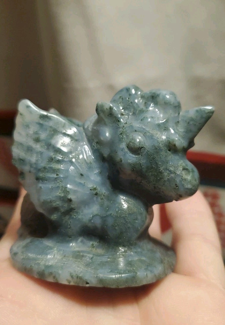 Carved Ophiolite Pegasus Crystal Figure