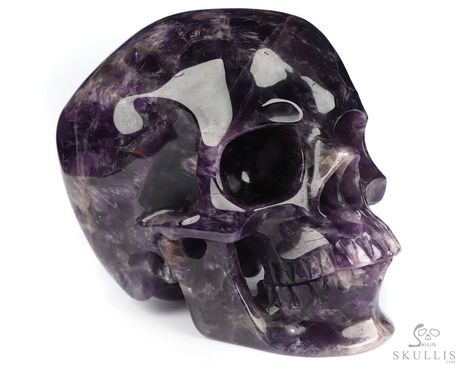 Gemstone 5.0″ Amethyst Hand Carved Crystal Skull, Super Realistic, Healing