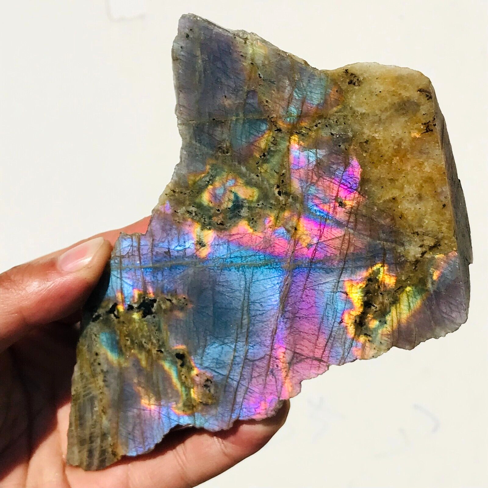 400g Natural Purple Gorgeous Labradorite Crystal Energy Mineral Rough Specimen