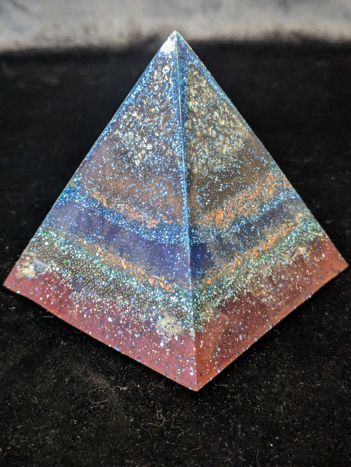 Handmade EMF Orgonite Chakra Pyramid w/ Resin Copper Crystal Cottagecore Energy
