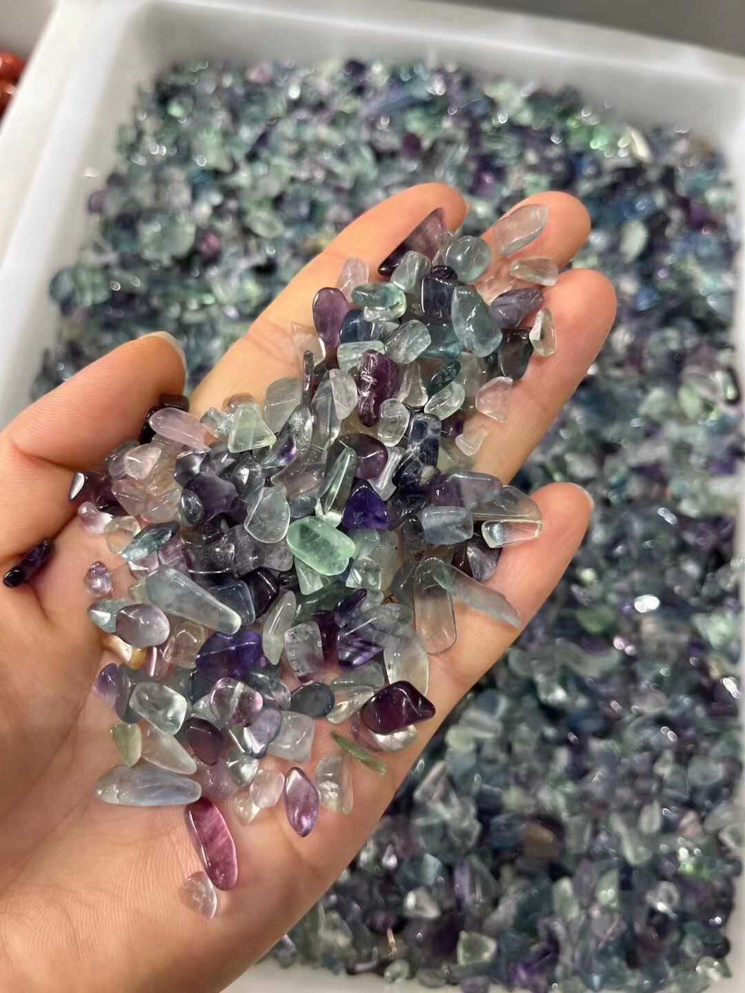 50g Natural fluorite Quartz Crystal Tumbled Bulk Stones Gravel Reiki Healing