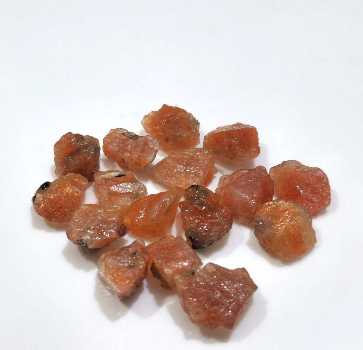 15 Pcs Lot Size 15-17 mm Stunning Orange Sunstone Raw Loose Gemstone For Jewelry