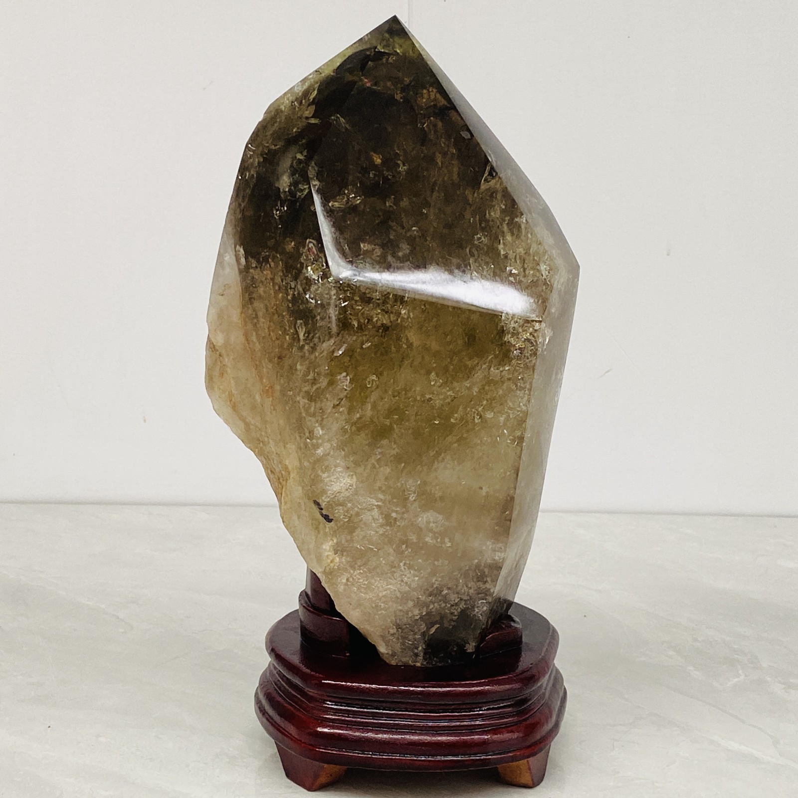 Natural Yellow Smoky Quartz Crystal Tower Point Healing Stone 15.03LB (Stand)