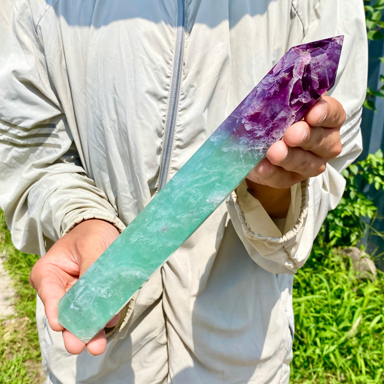 1.86LB Large Natural colored fluorite crystal column obelisk healing specimen
