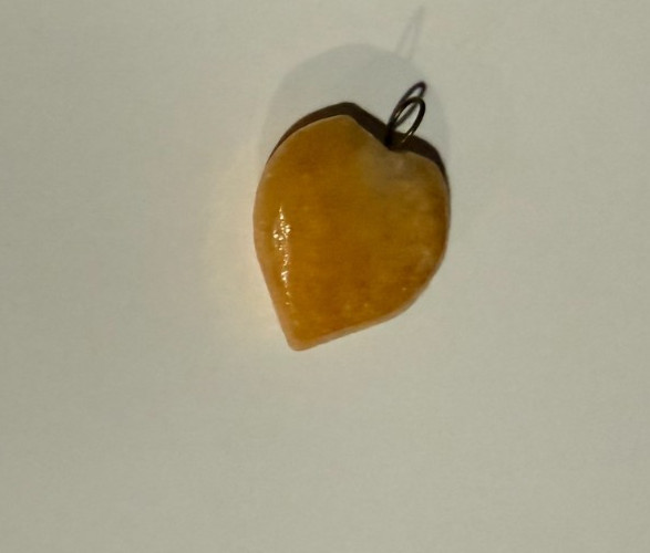 Natural Gemstone Quartz Crystal Heart Charm Gold Color 1″ X .5″