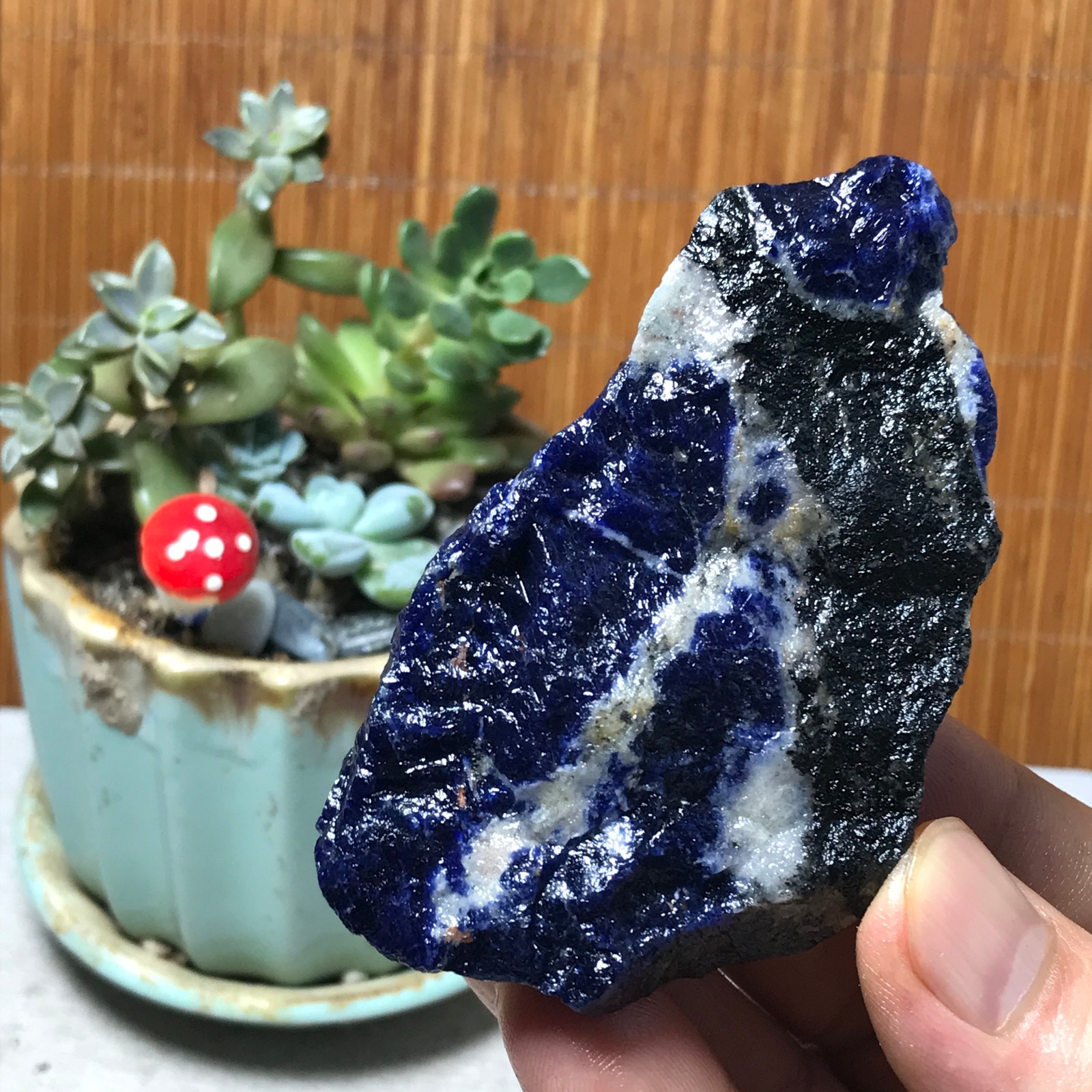 Natural Blue sodalite Crystal gemstone Rough Mineral Specimen healing 91g A6387