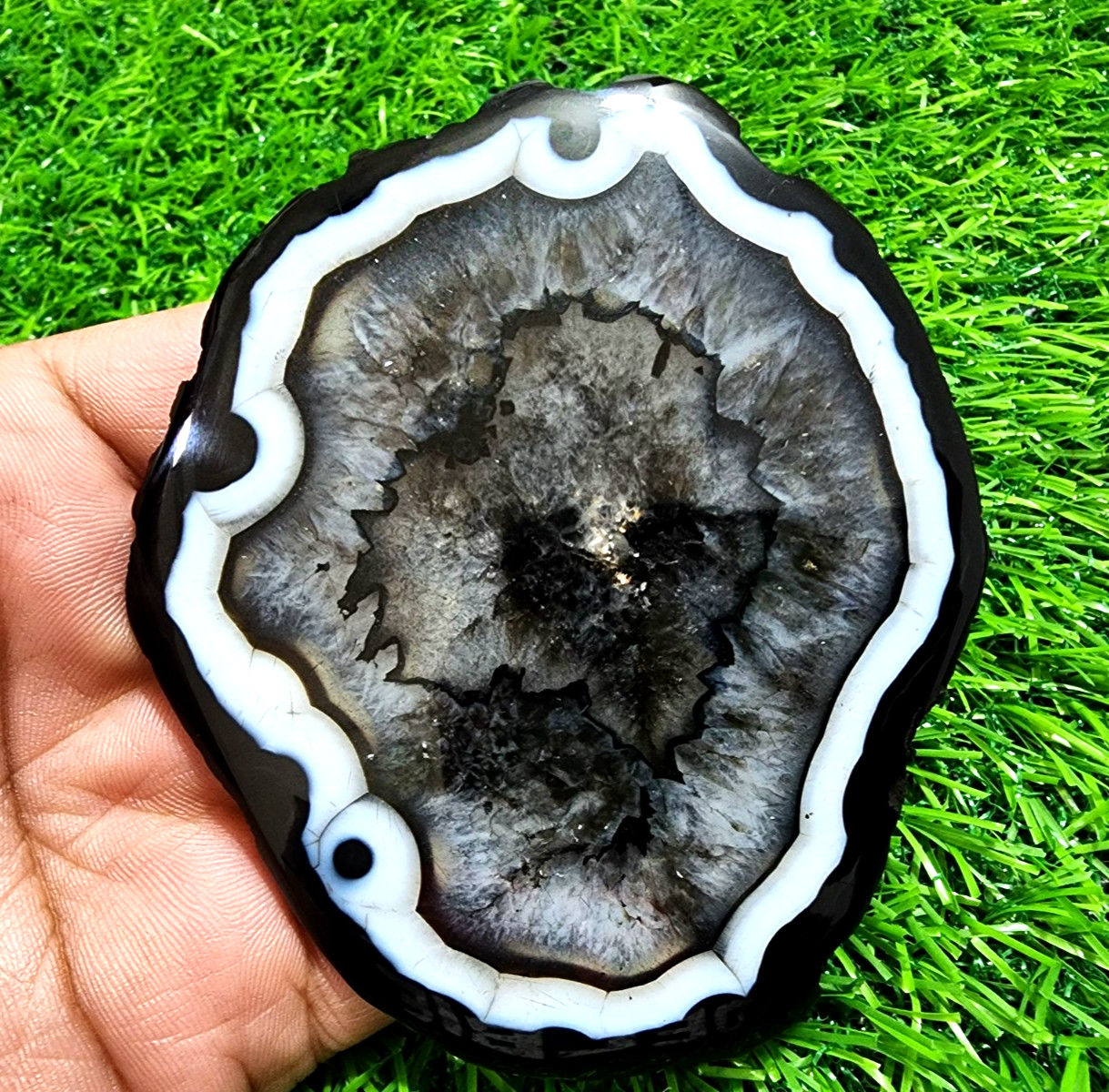Massive 282ct Slice Agate Druzy Crystal Polished Geode Slab Gemstone For Jewelry