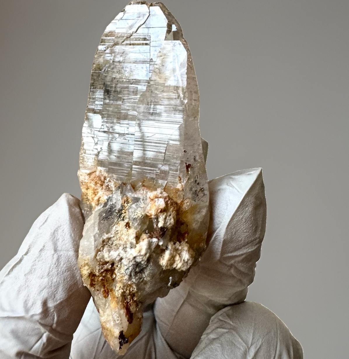 “Ashen Iceblade” Nepal Ganesh Himalayan Golden Grey Body Iron Quartz Crystal