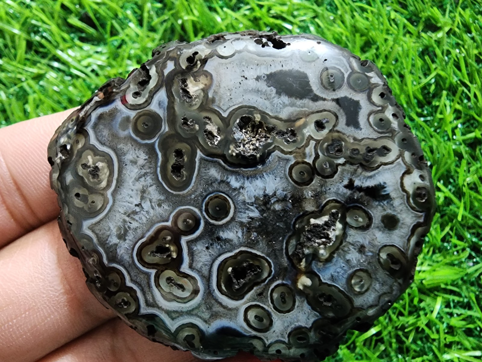 Rare Banded Slice Agate Druzy Crystal Polished 186ct Geode Slab Gemstone Jewelry