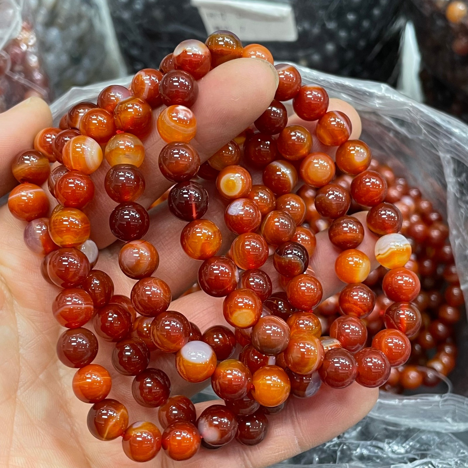 10pc 8mm Natural red agate Bead Bracelet Reiki Crystal Quartz Healing Decorate