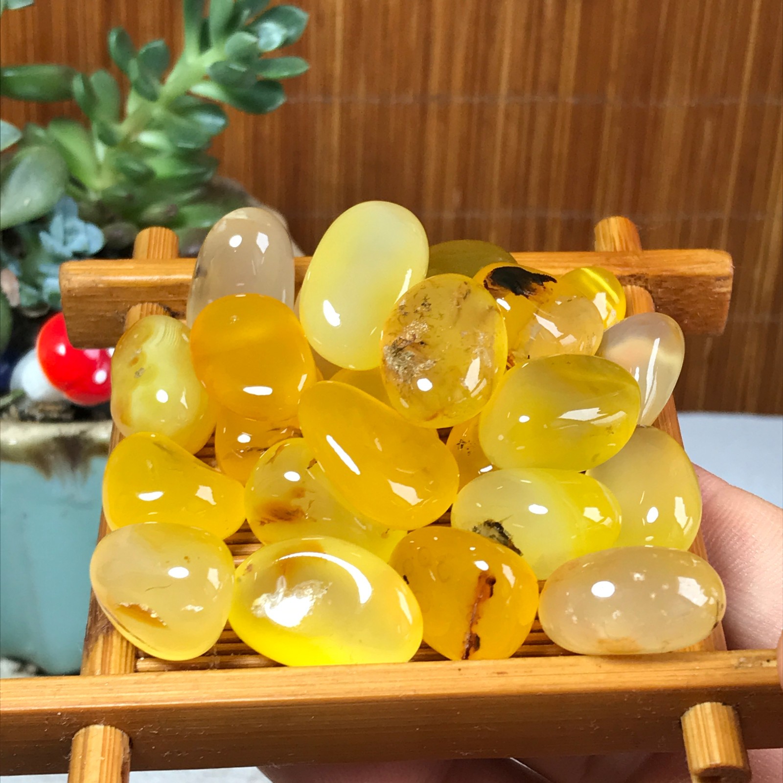 24pcs Natural Yellow agate Crystal gemstone Polish Mineral Specimen 93g A6848