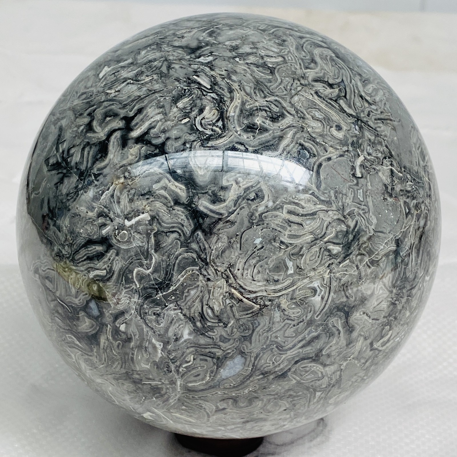 Natural Picasso Jasper Sphere Black Gray Crystal Ball Healing 2296G (5.06LB)