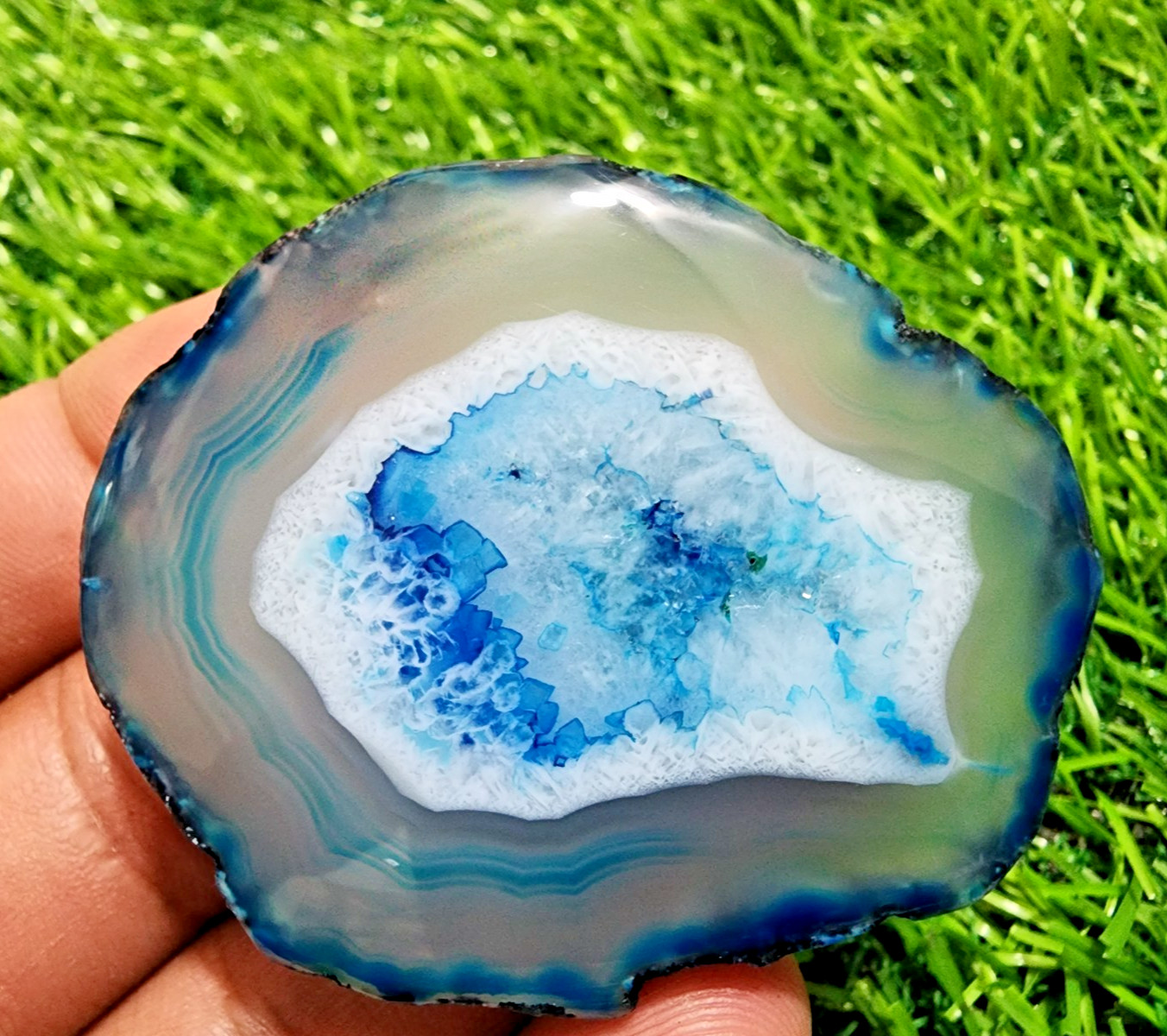 AAA+ 145ct Banded Slice Druzy Agate Slab Crystal Druzy Polished Loose Gemstone