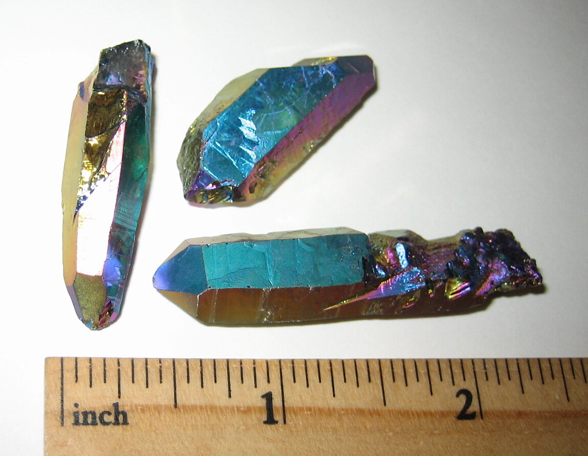 3 BEAUTIFUL 1.2″-1.85″ TITANIUM QUARTZ CRYSTAL POINTS (TREATED IN USA) 17.2g *3