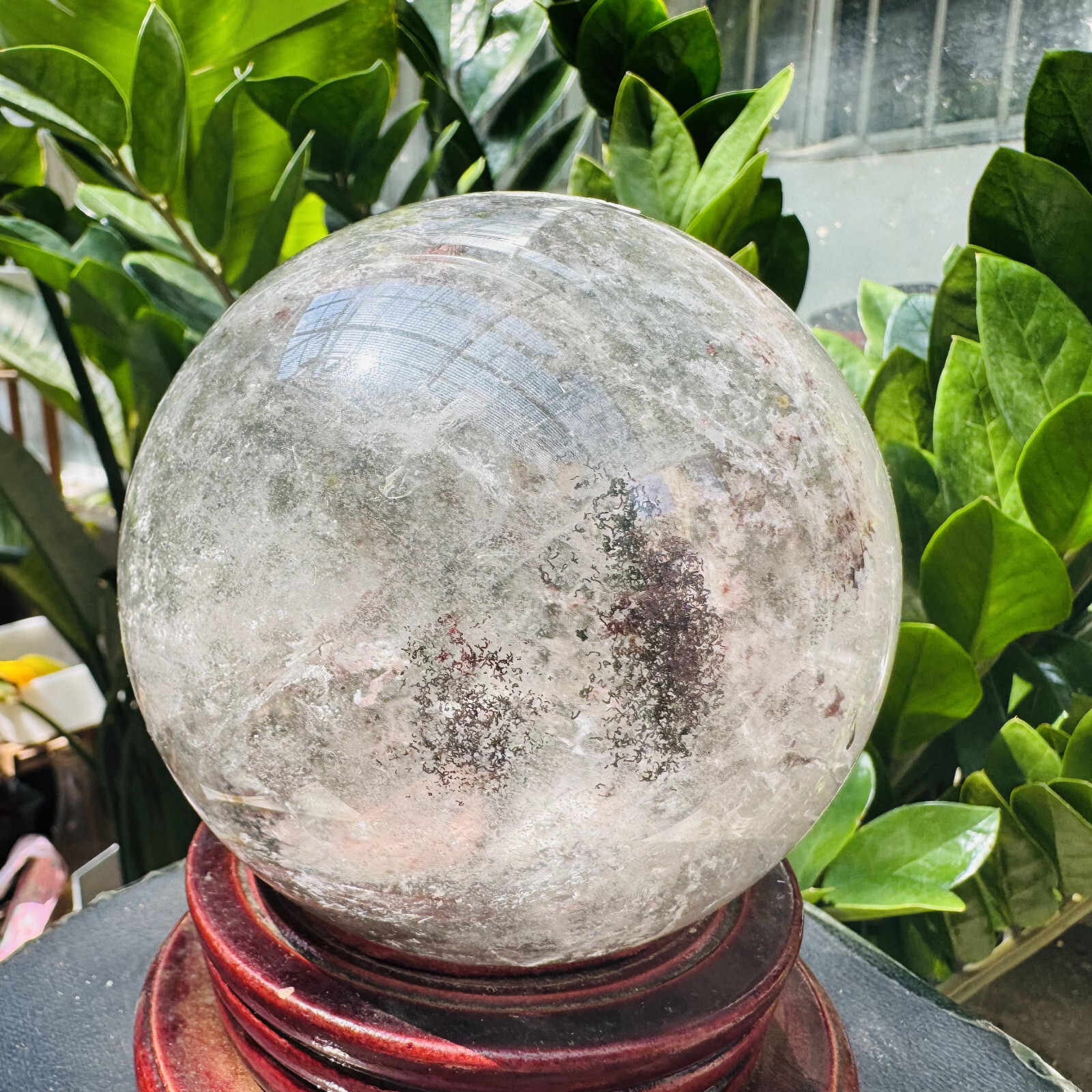 3.87LB Rare Natural Green Ghost phantom quart ball carved crystal sphere reiki