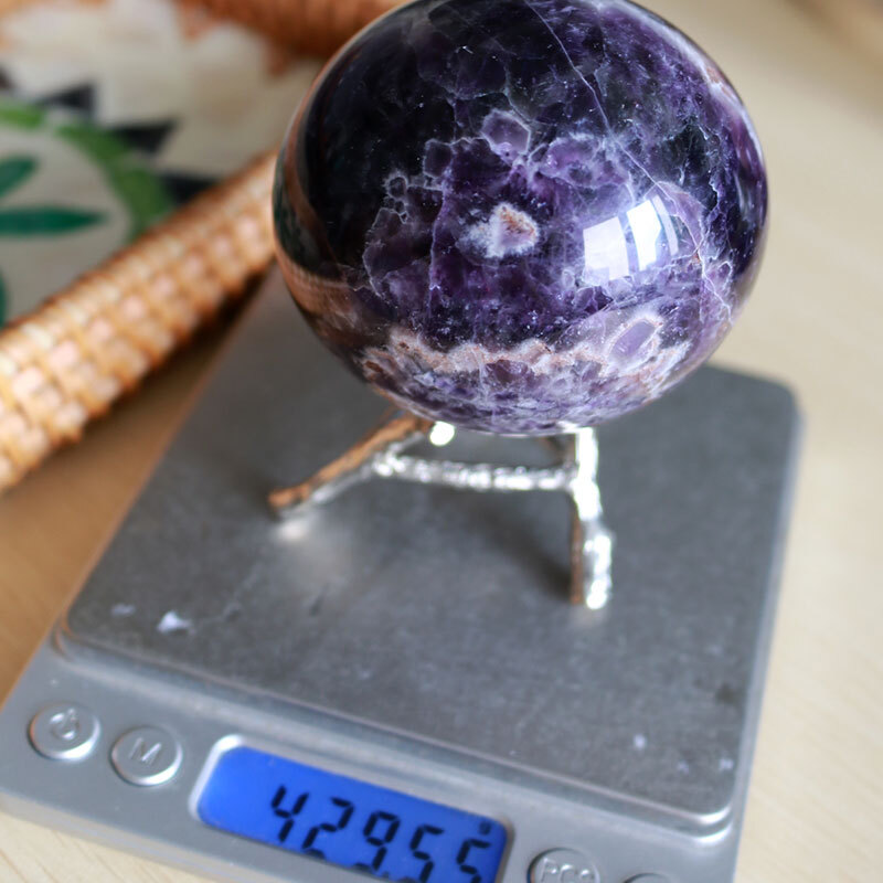 Natural Dream Amethyst Reiki Healing quartz sphere ball crystal stone 66mm stand