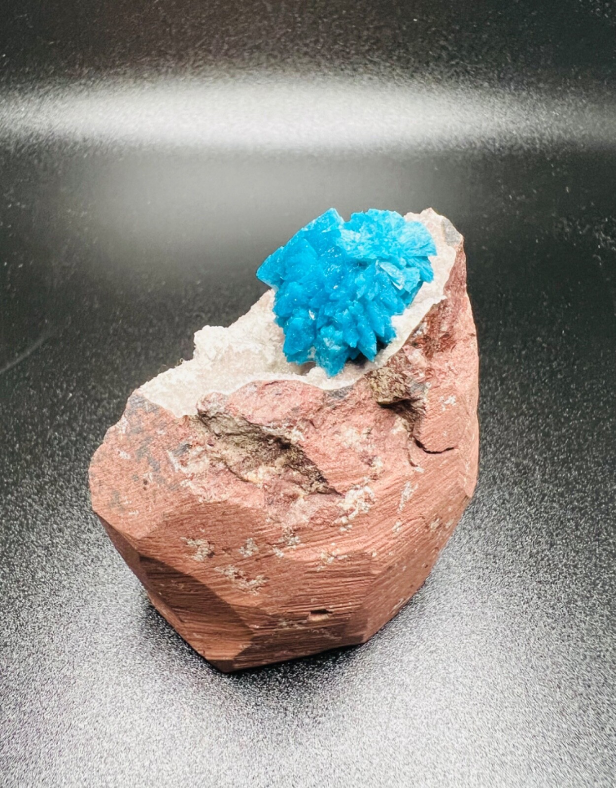 Large Cavansite blue crystal luster on Heulandite rarest mineral of the World