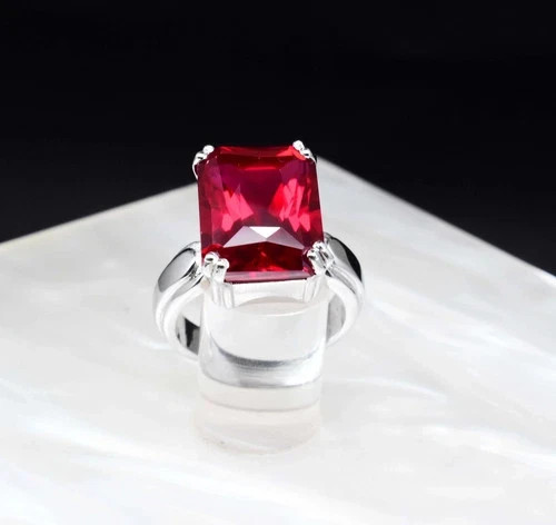 10 Ct Natural Blood Red Ruby 925 Sterling Silver Certified Ring – All Sizes